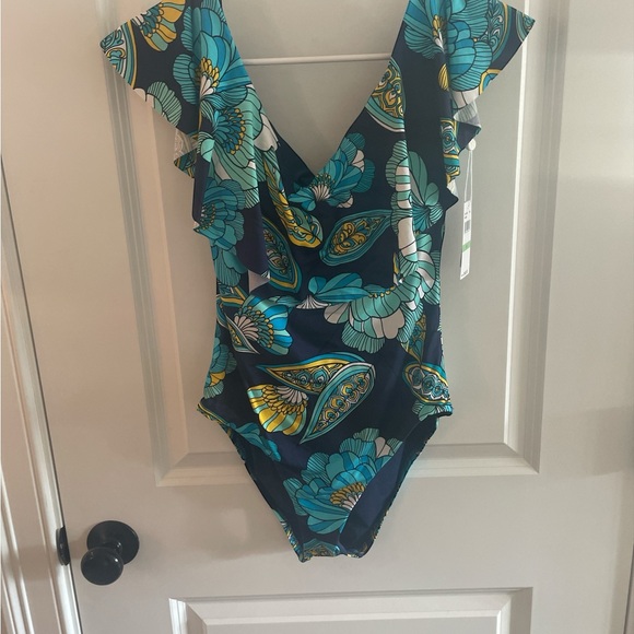 Trina Turk | Swim | Nwt Trina Turk Floral Ruffle Onepiece Swimsuit ...